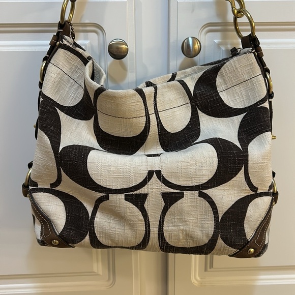 Coach large hobo bag 10795 Carly in brown & cream signature print - Picture 3 of 15